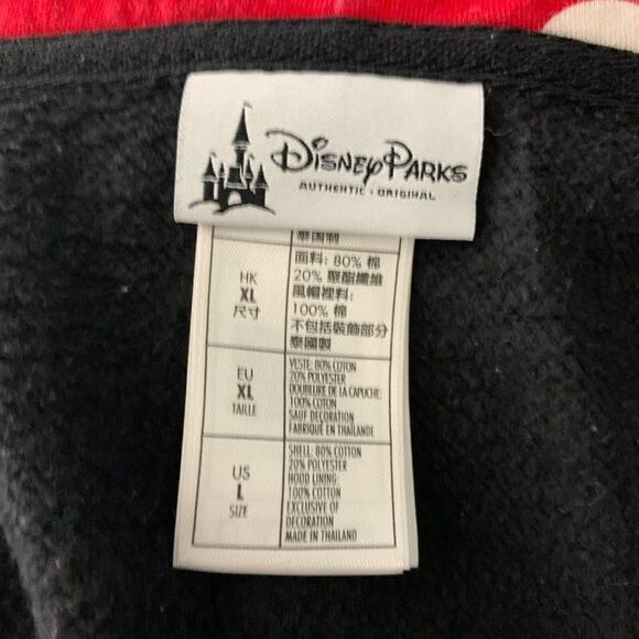 Disney Parks Minnie Mouse Hoodie Sweatshirt L Black Embroidered Full Zip Ears - Picture 7 of 7